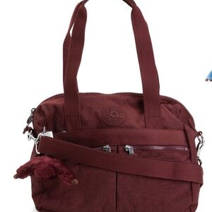 KIPLING Nylon Klara Satchel Intense Maroon